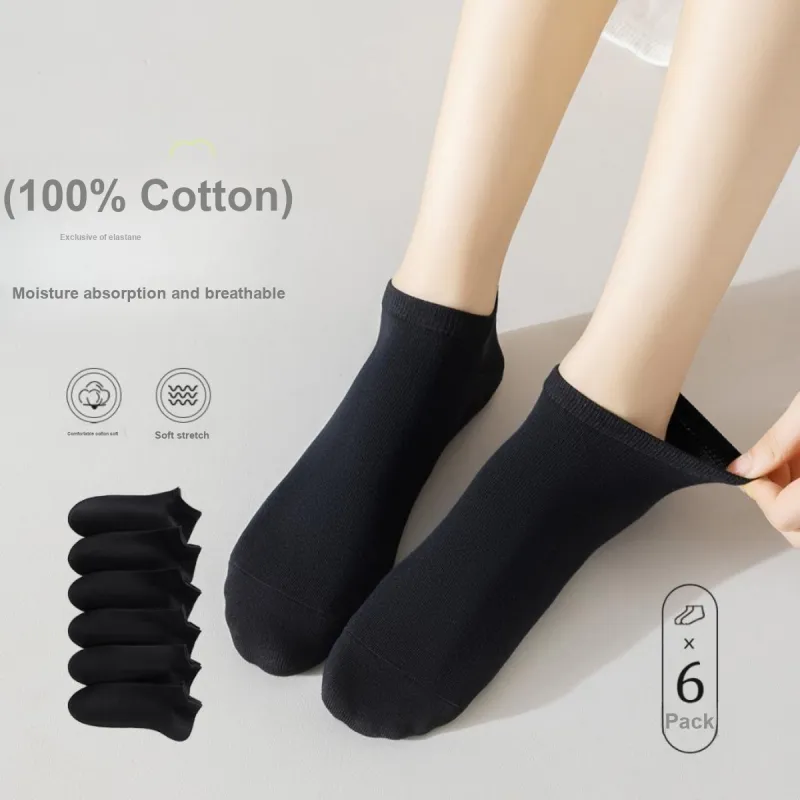 Urban Beauty Ankle Socks Women's 6 Pack Pure Black-2