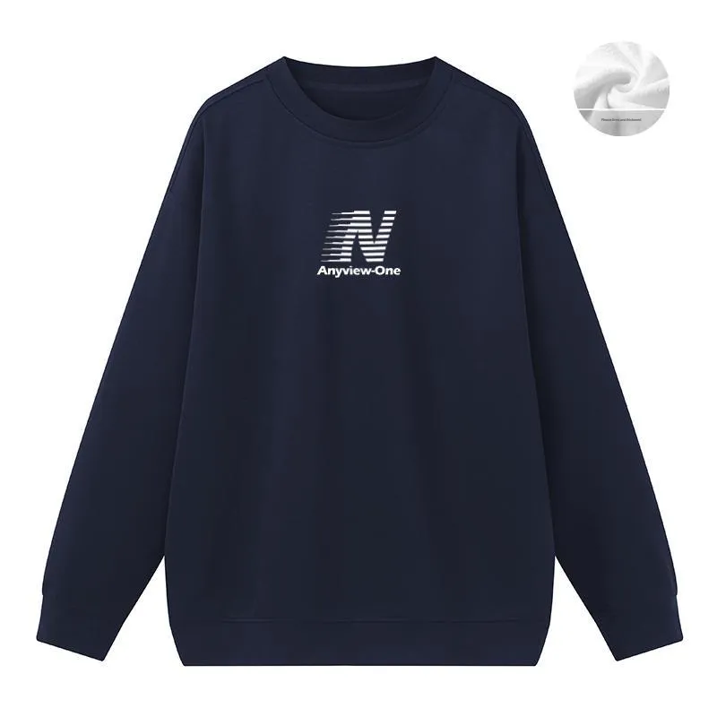 Anyveiw Crew Neck Thickened Pullover Long Sleeved Sweatshirt Unisex-23