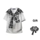Heather Gray+Black White Shawl