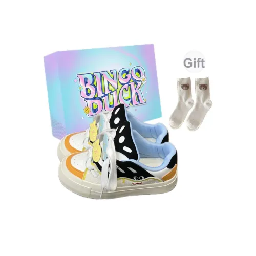BINGO DUCK Slip-resistant Low Top Скейтборд Кроссовки Женские Черный Белый Оранжевый