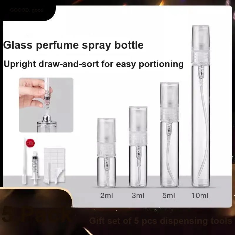 Goodgudi Mini Glass Perfume Refill Bottles 10ml Glass High End Portable Sample Dosing Tool Fine Spray Empty Bottle-25