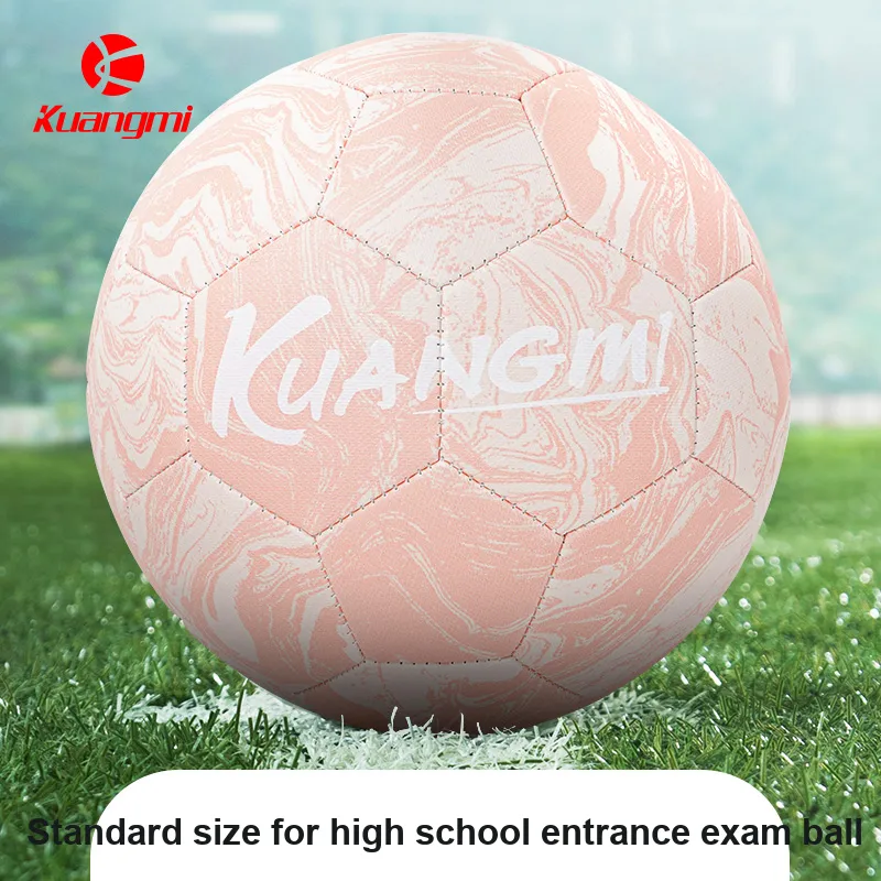 Kuangmi Size 5 Ball Soccer PU Machine Stitched Soccer Ball Unisex Pink-4