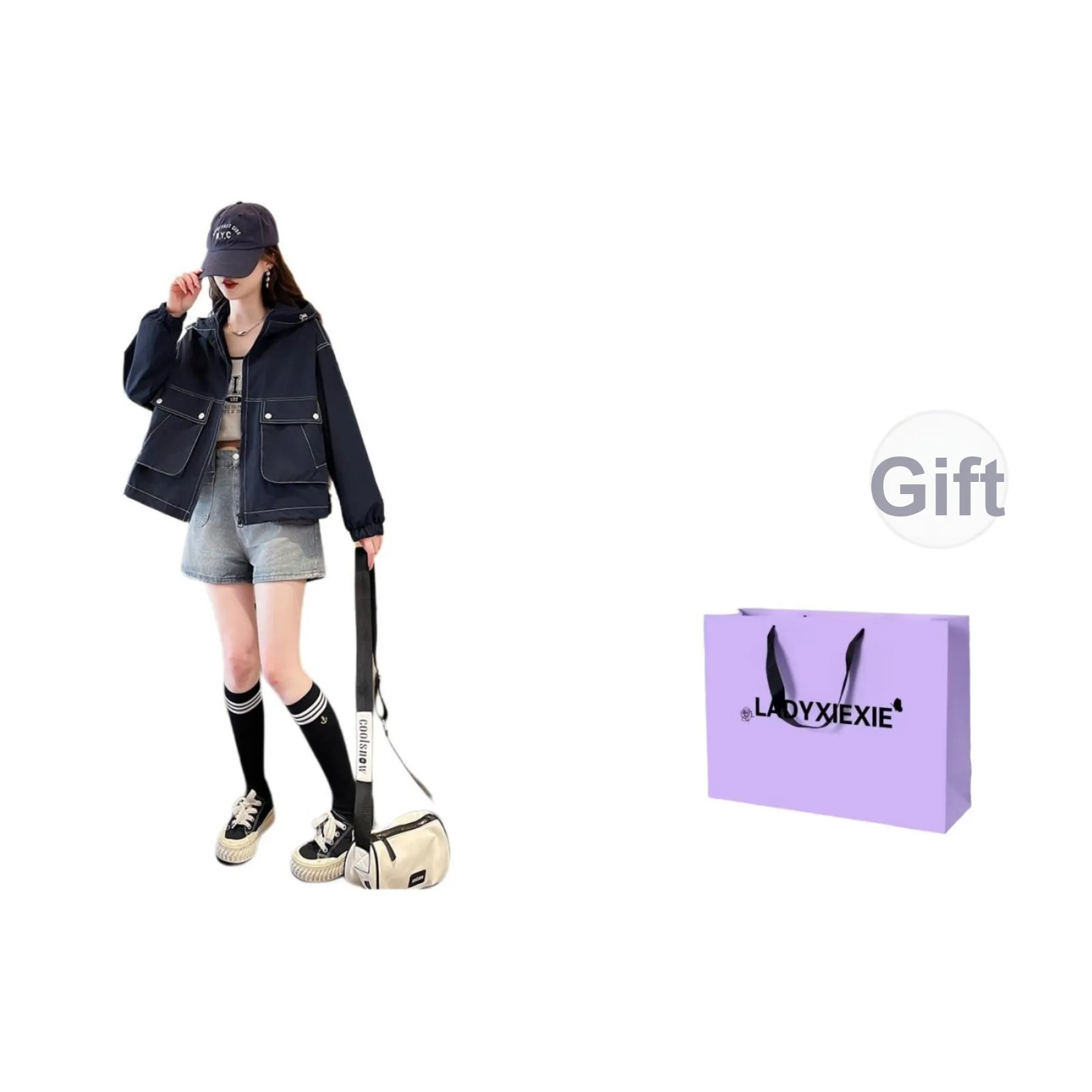 LADYXIEXIE Темно-синие женские куртки