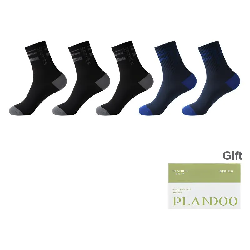 PLANDOO Mid Calf Socks Men's Shopping Bag 5 Pack-40