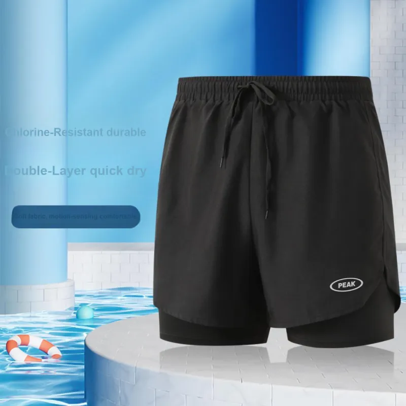 PEAK Swimming Sets Polyester Elastane Beach Water Park Hot Spring Men's Black-1