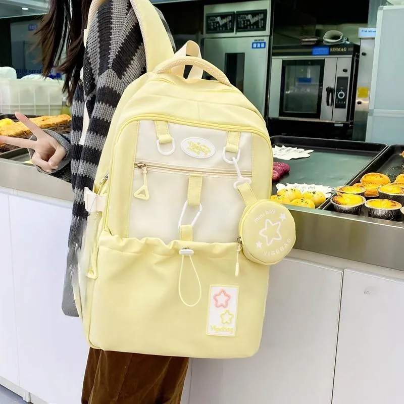 URBAN FOREST Nylon Backpack Unisex Purple/Yellow/Blue/Pink/Black-9