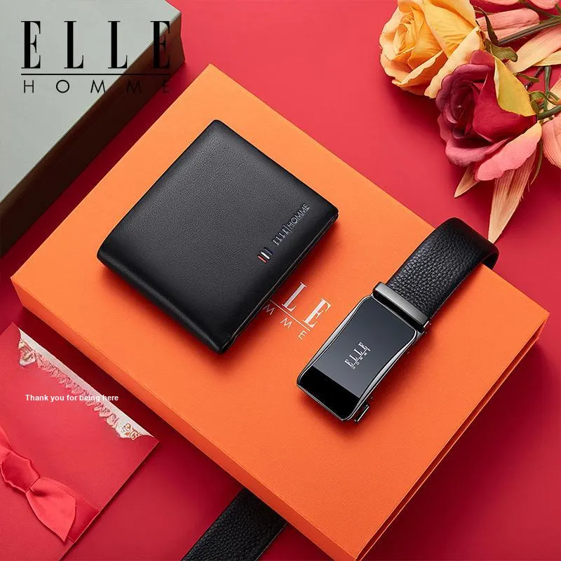 ELLE HOMME Cow Leather Belts Men's Width  3.5cm-3