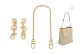(Gold-Tone) Pig Nose 7cm Extender Chain *2+Decorative Chain 40cm