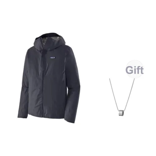 Patagonia Поход Водонепроницаемый Ветрозащитный And Дышащий Ветровка Мужской Дымчато-синий С ожерельем