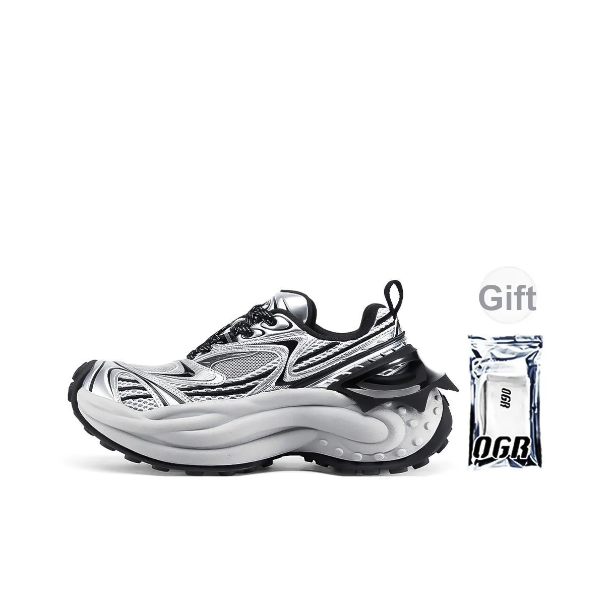 OGR Износостойкий Дышащий Увеличивающий Высоту Отскок Низкий Топ Беговые кроссовки Унисекс Каменно-черный