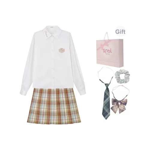 SNBL UNIFORM Женская Клетчатая Юбка + Белая Рубашка