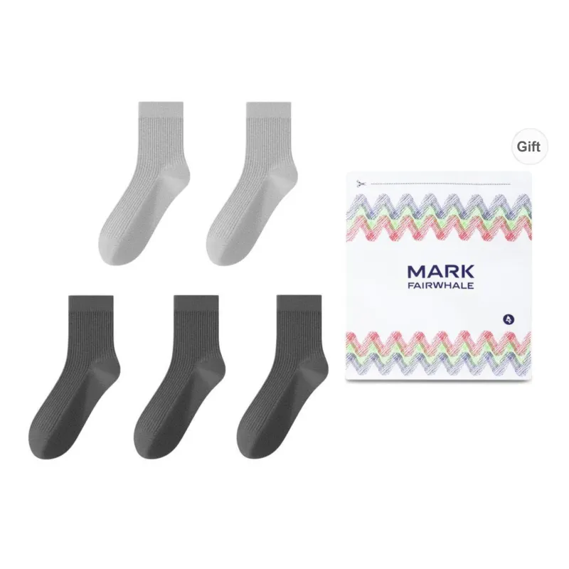FAIRWHALE Mid Calf Socks Unisex Box 5 Pack-4