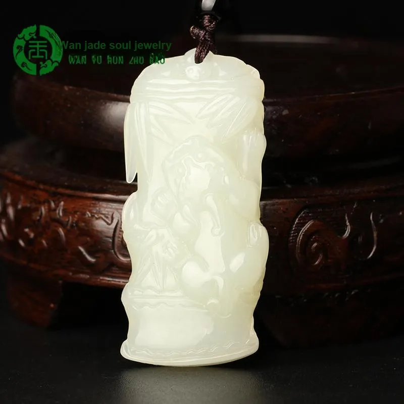 WANYUHUN Hetian Jade Pendants White Jade Unisex-1