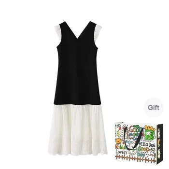 OURUOKE Short Sleeved Dress Women's Black