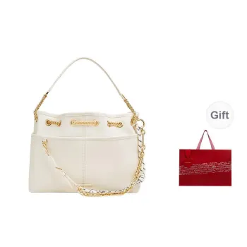 CHARLES&KEITH PU Crossbody Bag Medium Size Women's Cream Milk White/Black