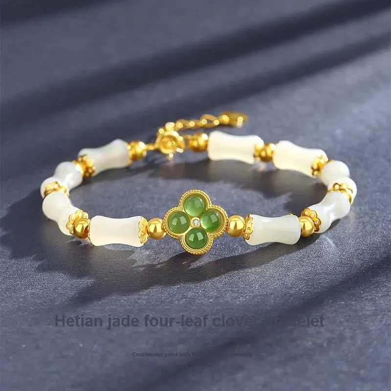 Andaozi Hetian Jade Bracelets Pale Greenish White Jade Women's-1
