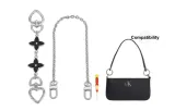 (Silver) Black Four-Leaf Clover Extender Chain+Decorative Chain 40cm+Free Allen Key Screwdriver