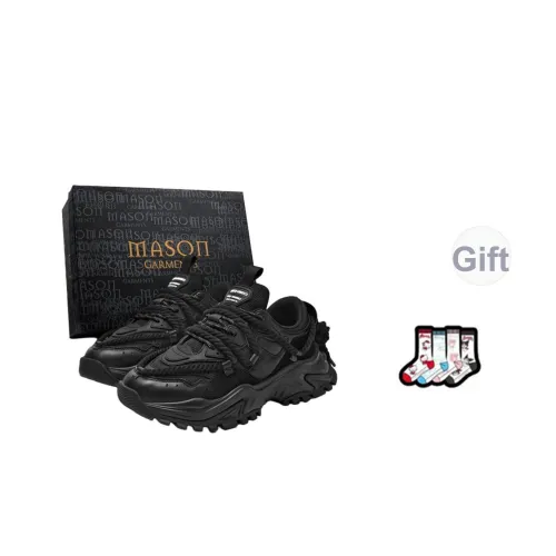 Masongarments Акулий зуб Размер 3 Устойчивый к истиранию Увеличение высоты Низкий топ Кроссовки с толстой подошвой Унисекс Глубокий черный