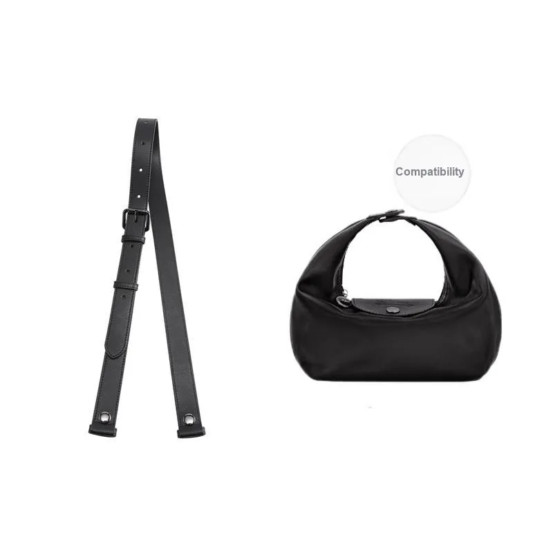 Ingenuity Handmade Cow Leather Bag Strap Women's Black Elephant Gray-0