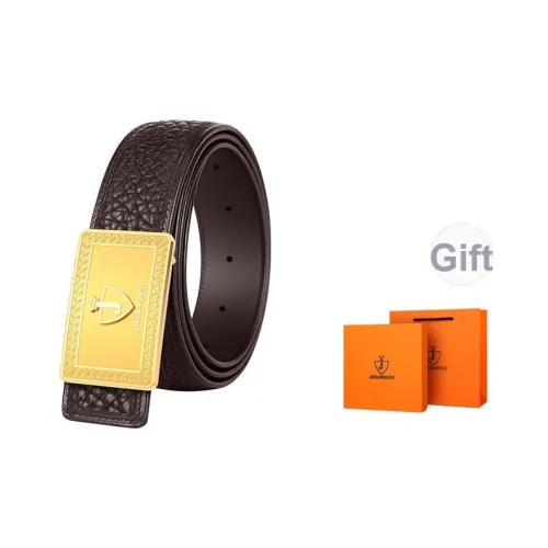 Jaylen Oos Нержавеющая сталь плавная застежка дикий коровья кожа с текстурой ремни мужские черный 3,5 см