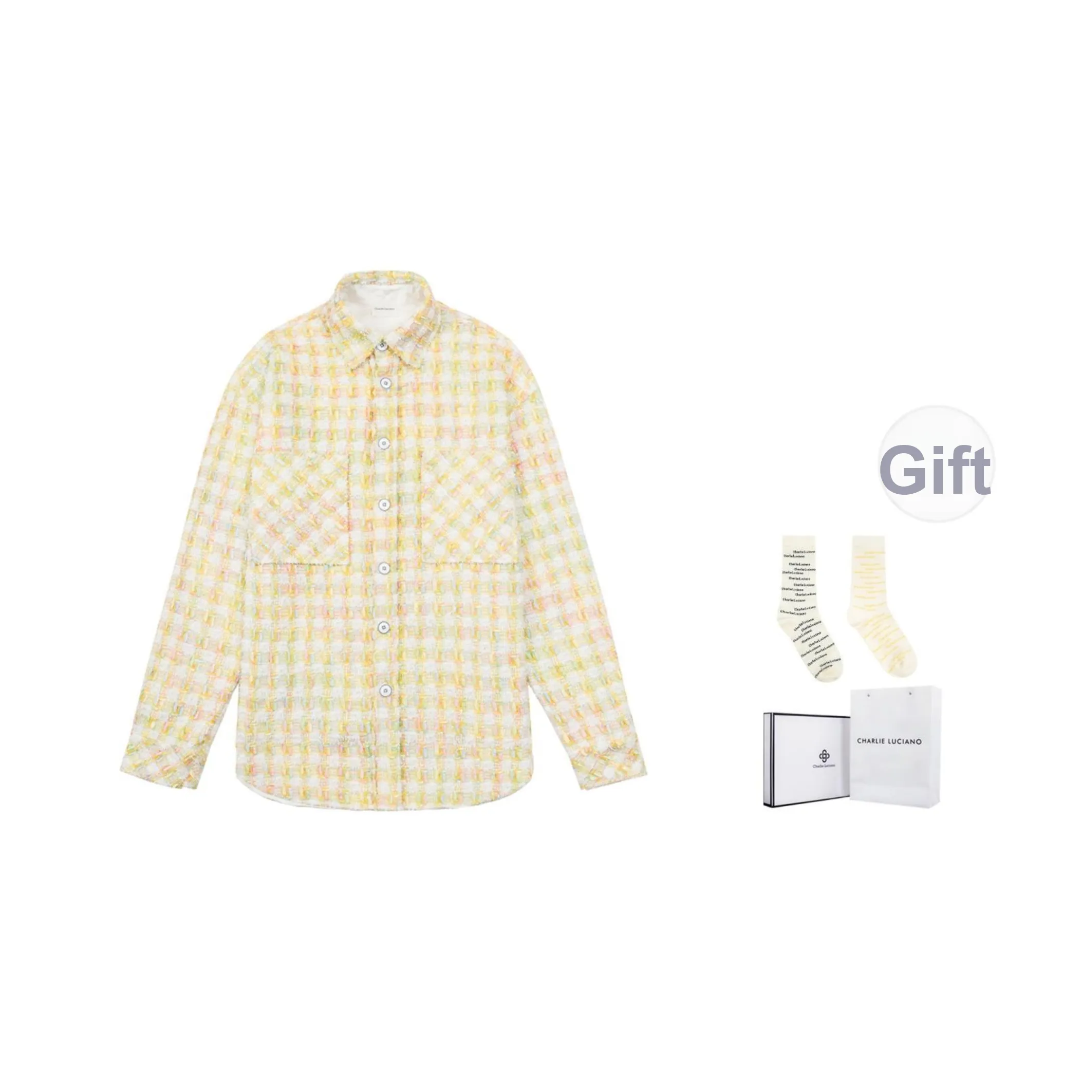 Charlie Luciano Рубашка Унисекс Желто-Белая
