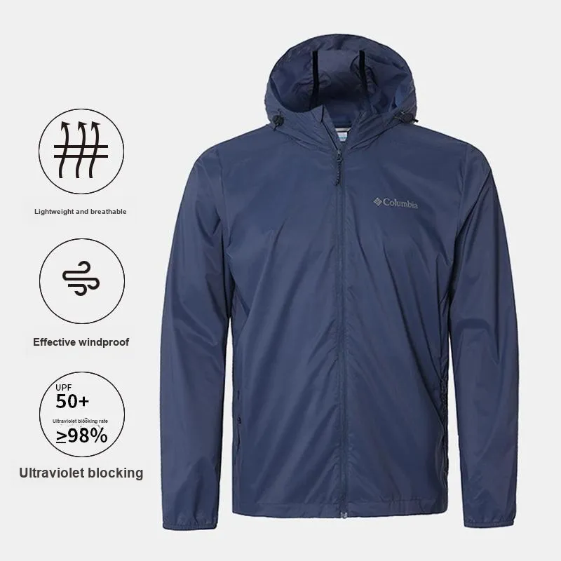 Columbia Breathable And Windproof Sun Protection Clothing Men's Blue-4