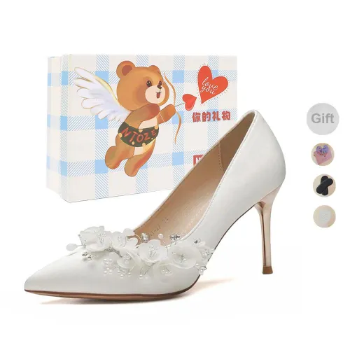 NTOZE Slim Heel High Heels Women's White