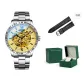 White Blue Stainless Steel Strap, Comes with Crocodile Leather Strap+High-End Leather Box J8014G1