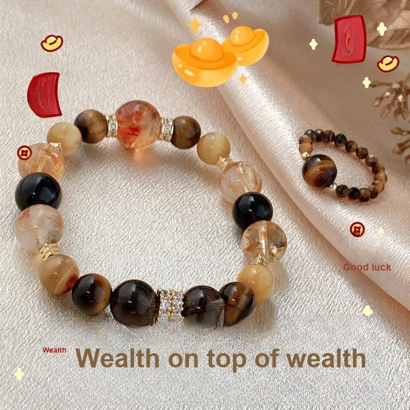 Cuiya Golden Building Tiger's Eye Stone Bracelets Unisex-2