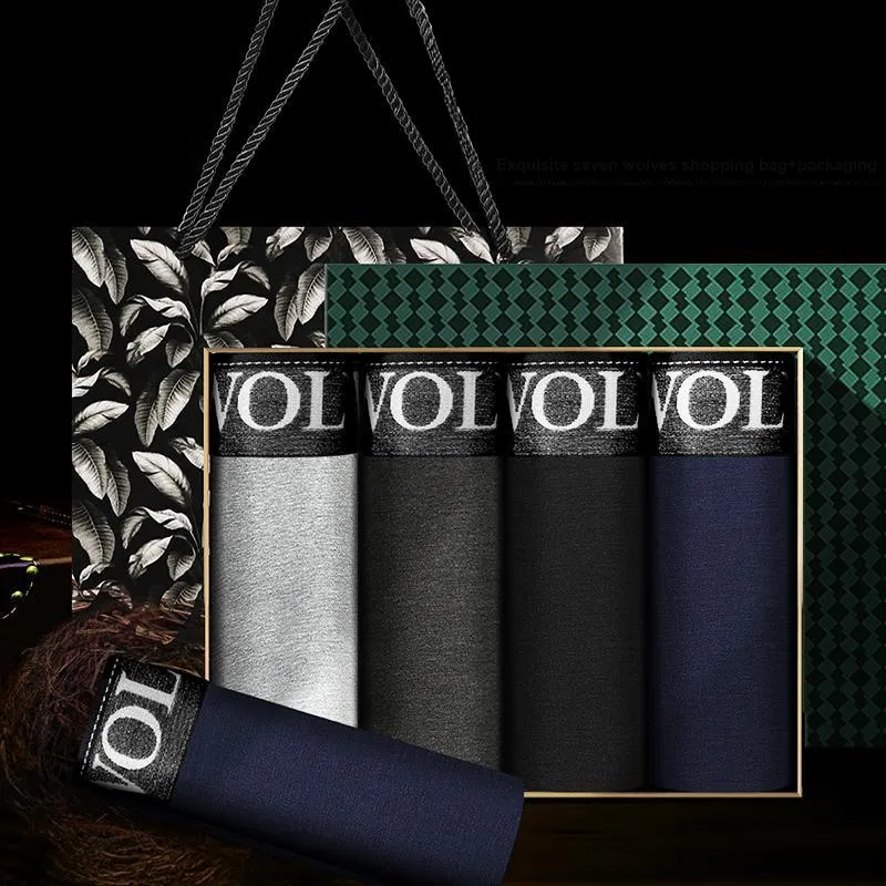 SEPTWOLVES Underpants Men's 4-Piece Gift Box Set+Free Shopping Bag-1