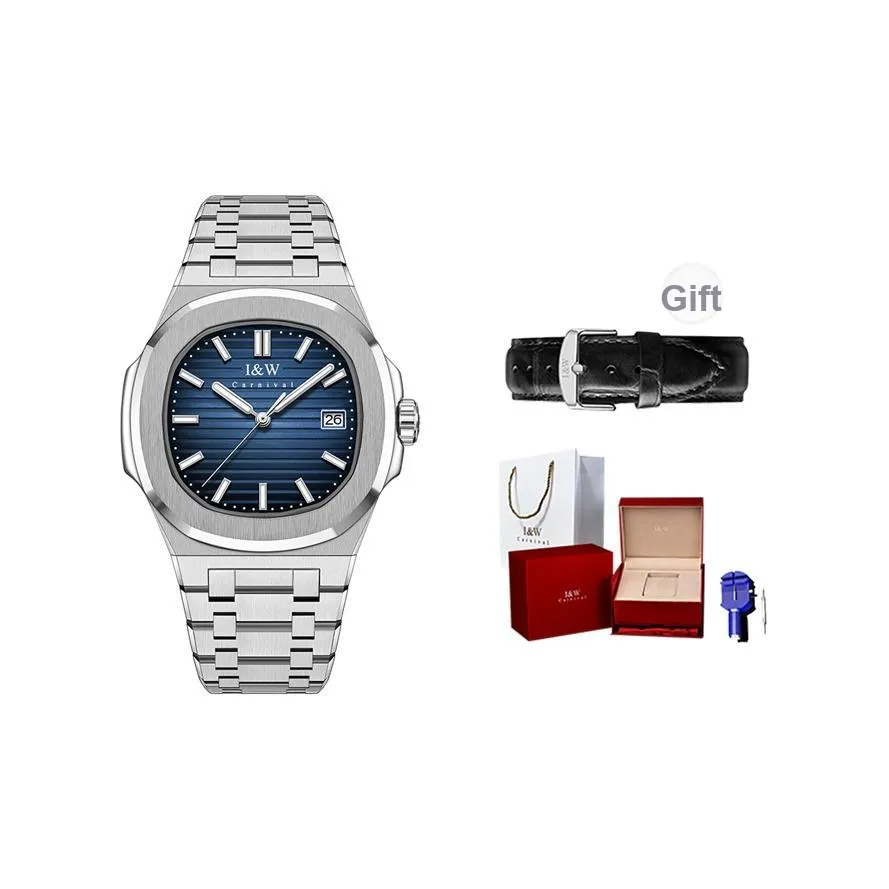 I W CARNIVAL HWGUOJI Автоматический механический механизм ремешок из нержавеющей стали мужские часы серый циферблат