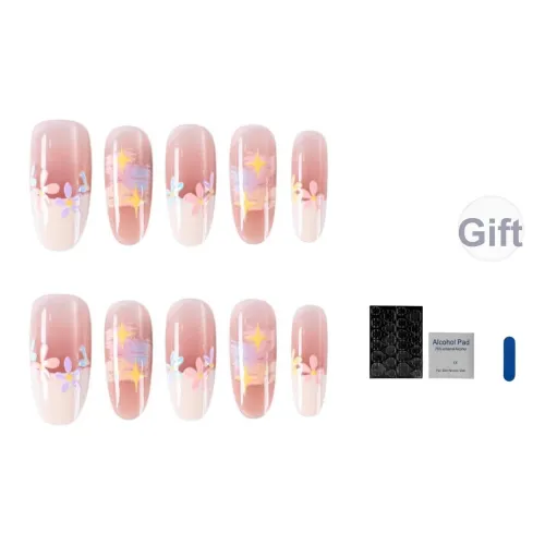 OUYUJI False Nail Овал MID Длина Абрикос Smudge Французский