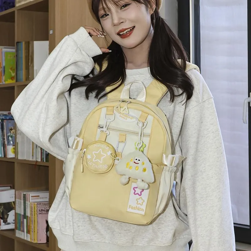 Yalu Nylon Backpack Regular Unisex Black/Pink/Purple/Light Yellow/Peacock Blue/Brown-26