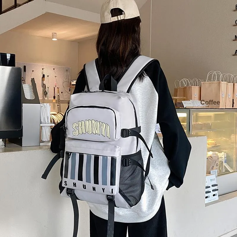 URBAN FOREST Composite Cloth Backpack Unisex Royal Blue/Beige Yellow/Gray/Black-5