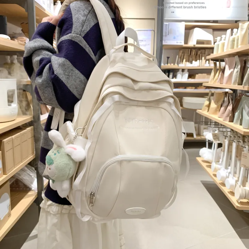 HACIN Nylon Backpack Women's Light Yellow/Light Green/White/Black-4