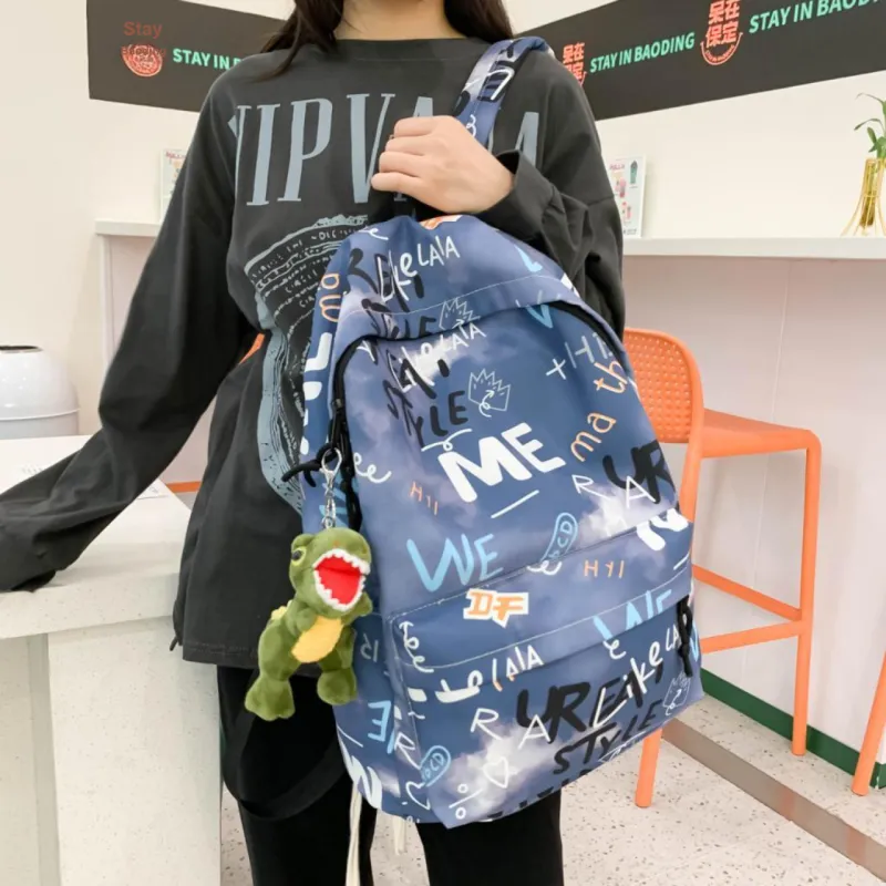 AIBAG Nylon Backpack Unisex White/Gray/Green/Blue-22