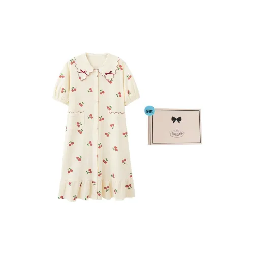 MIOJUER Заварной 202332 Вишня Короткий рукав Ночная сорочка Женская ночная рубашка