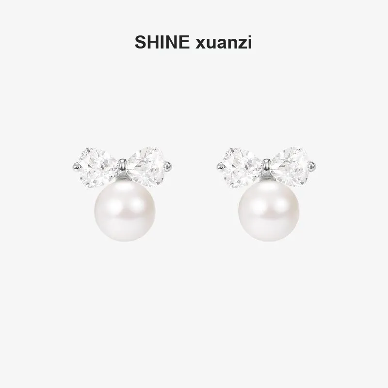 SHINE S925 Silver Stud Earrings Women's-5