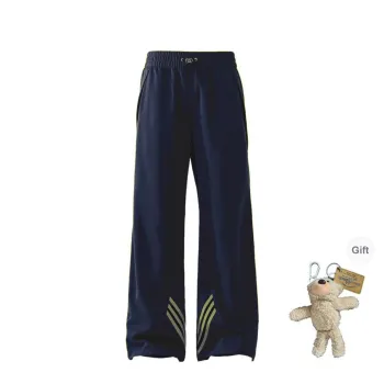HOKLV Casual Pants Unisex Navy Blue