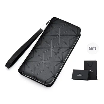 WilliamPOLO Top Grain Cow Leather Handbag With Phone Slot Coin Purse Card Holder Men's Black/Blue