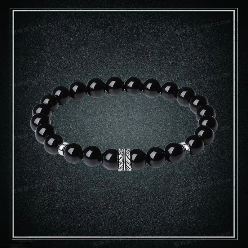 ZUIWENGLANGYASHANWENCHUANG Obsidian Bracelets Unisex-3