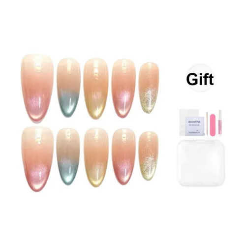 Yun Yue Joe Элегантный Французский False Nail Миндаль Радужный Телесный Градиентный