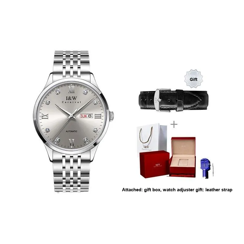 I&W CARNIVAL HWGUOJI Mechanical Movement Watch Men's Watches Gray Dial