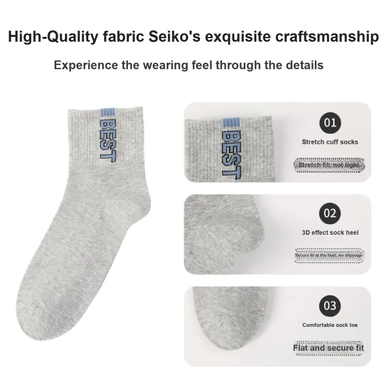 H YXIANG Mid Calf Socks Men's 5 Pack Multicolor-5