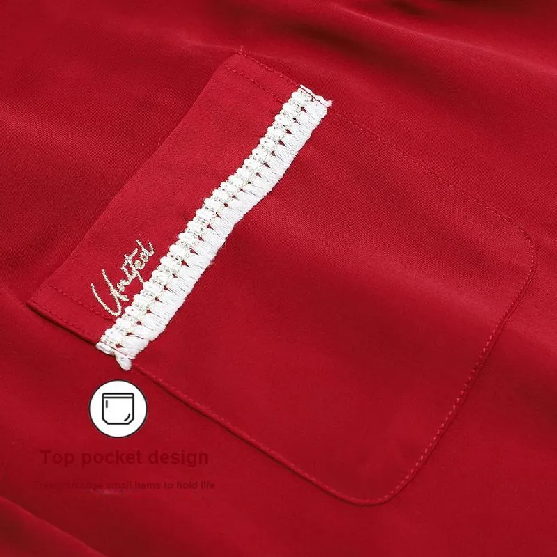 MADALLO Pajama Set Women's Elegant Deep Red-1