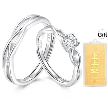 FANCI S925 Silver Set With Gemstones Ring Pair Unisex