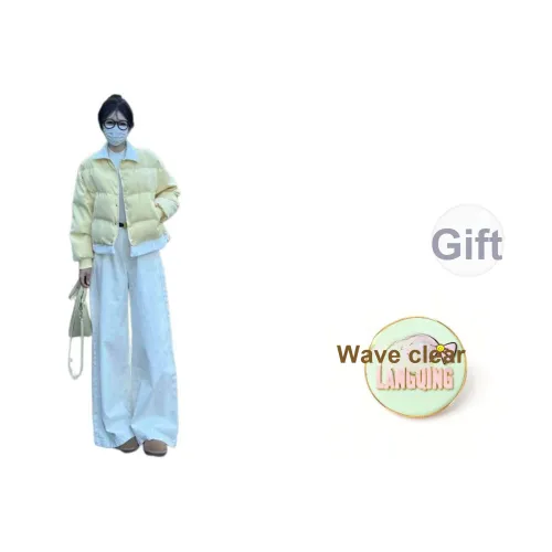 LANGQING Желтый Бесплатная доставка с бренд наклейкой Женские пуховики