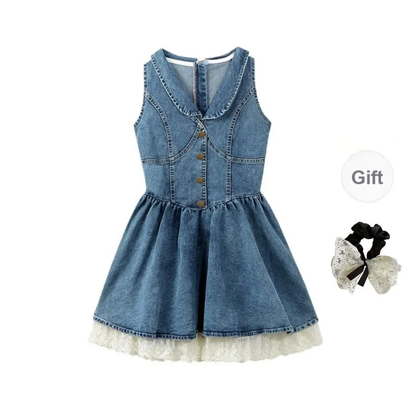 PAVEA Sleeveless Dress Women's Blue+Hair Tie Comes With-0