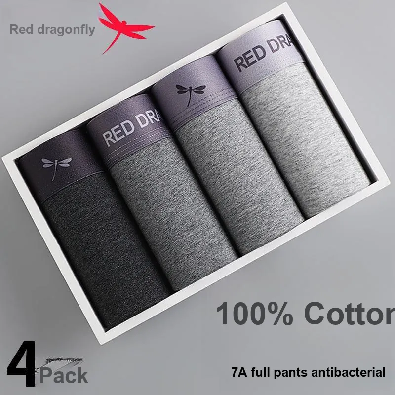 RED DRAGONFLY Cotton Panties Men's 4 Pack Gift Box Set-11
