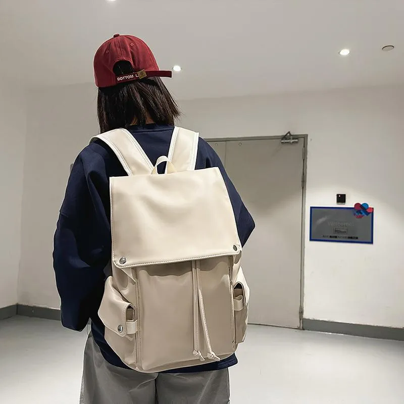Yalu PU Backpack Unisex White/Gray/Black/Khaki-10